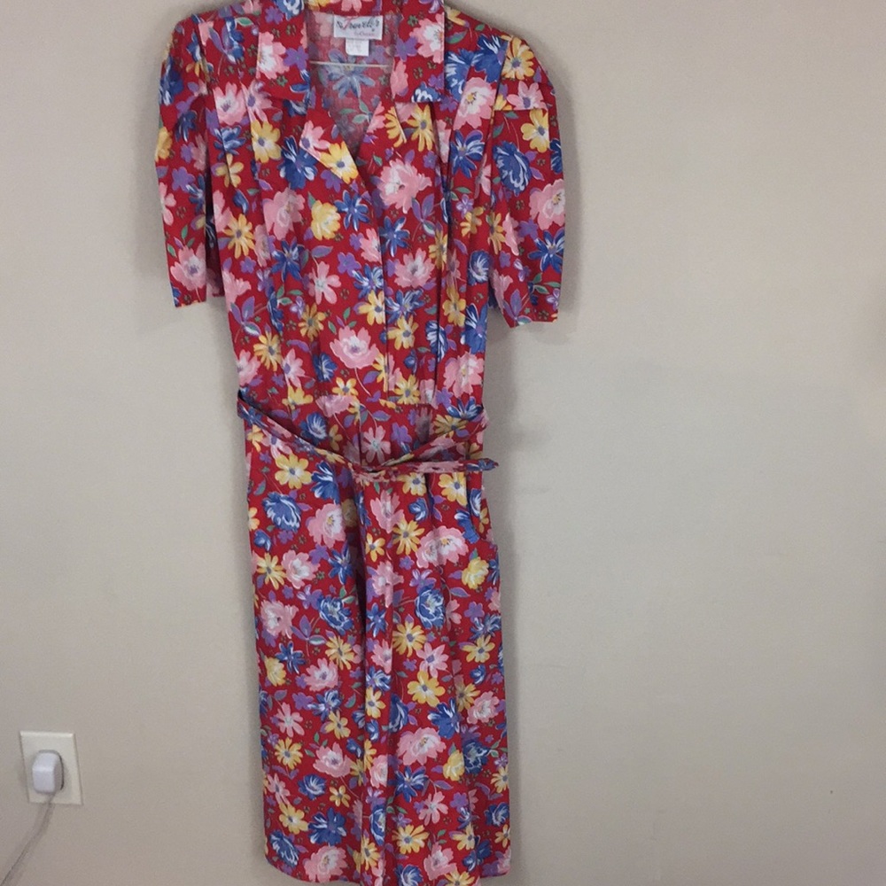 Vintage The Traveler Floral Belted MIDI Dress Size 10 Made in the USA
